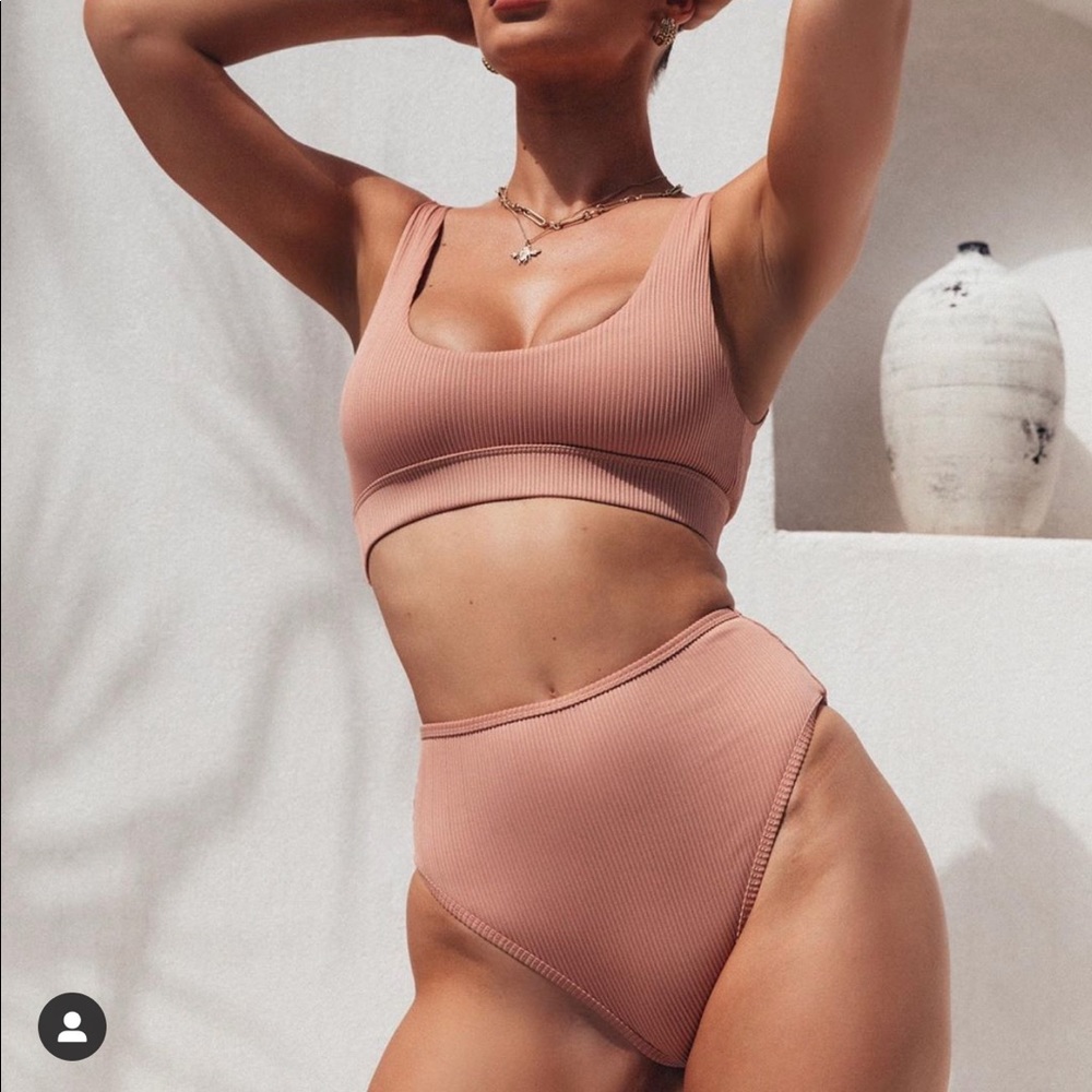 Sylk Swim Base Bikini Bottom in Blush Pink
